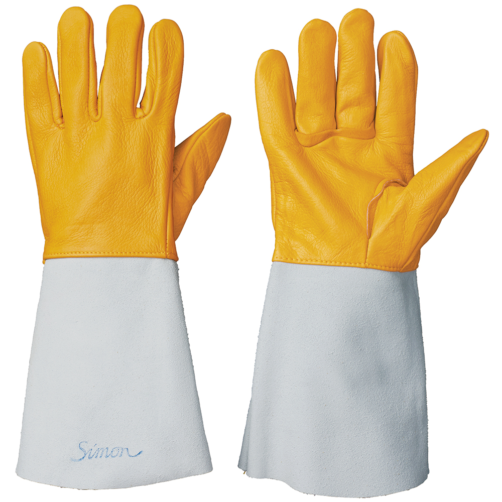 シモン 溶接用手袋手袋（牛本革・牛本革当て付き・10双入り）《002-123Aアルゴン白》