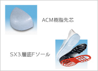 画像：ACM樹脂先芯、SX3層底ソール